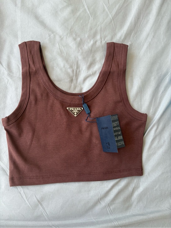Prada Tops - Prada Brown Scoop Neck Cropped Tank